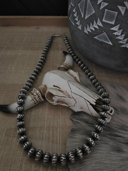 TONISHA HALEY STERLING SILVER HANDMADE STAMPED NAVAJO PEARLS