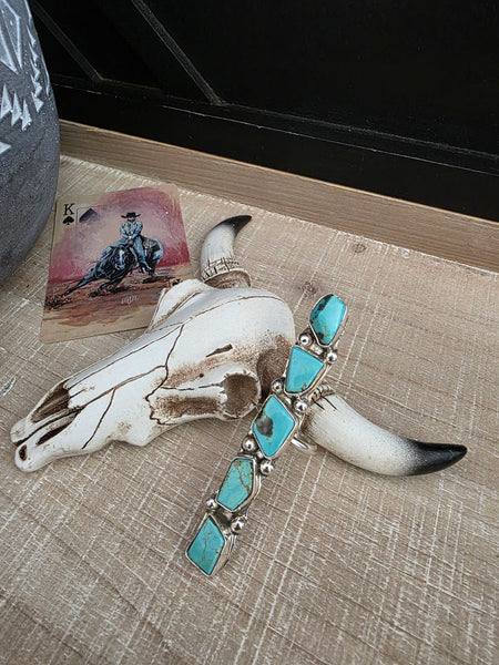 JUDE CANDELARIA FIVE TURQUOISE STONE ZUNI RING