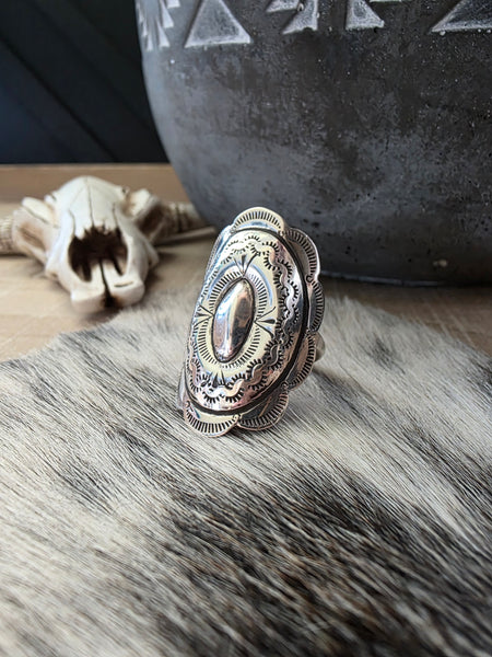 JIMMIE JAMES JR STERLING SILVER CONCHO RING