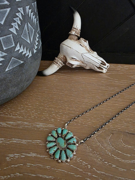 ALICIA WILSON KINGMAN TURQUOISE CLUSTER NECKLACE