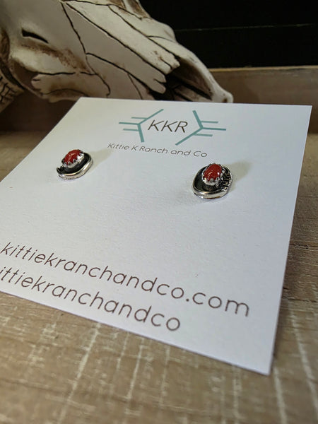 ROSELENE JOE CORAL STONE STUD EARRINGS