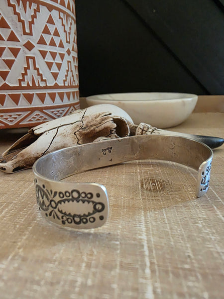 GILBERT WILSON STAMPED TURQUOISE CUFF