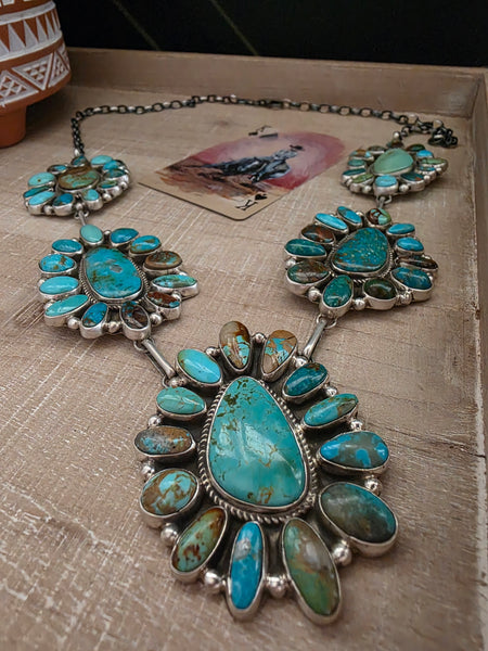 GERALDINE JAMES NUMBER 8 TURQUOISE CLUSTER NECKLACE