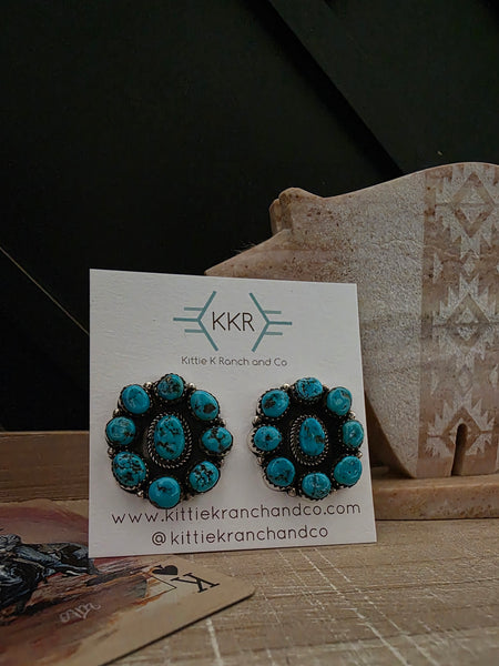 RENELL CHACO TURQUOISE CLUSTER STUD EARRINGS