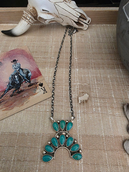 RODNEY NOTAH KINGMAN TURQUOISE CLUSTER NAJA NECKLACE