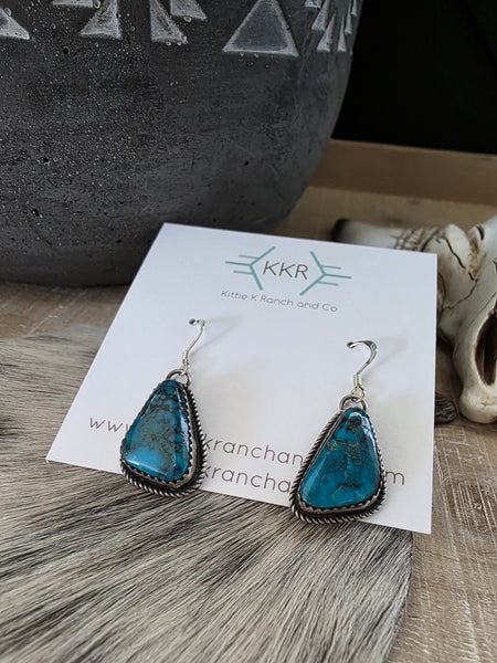 ELLA COWBOY TURQUOISE DANGLE EARRINGS