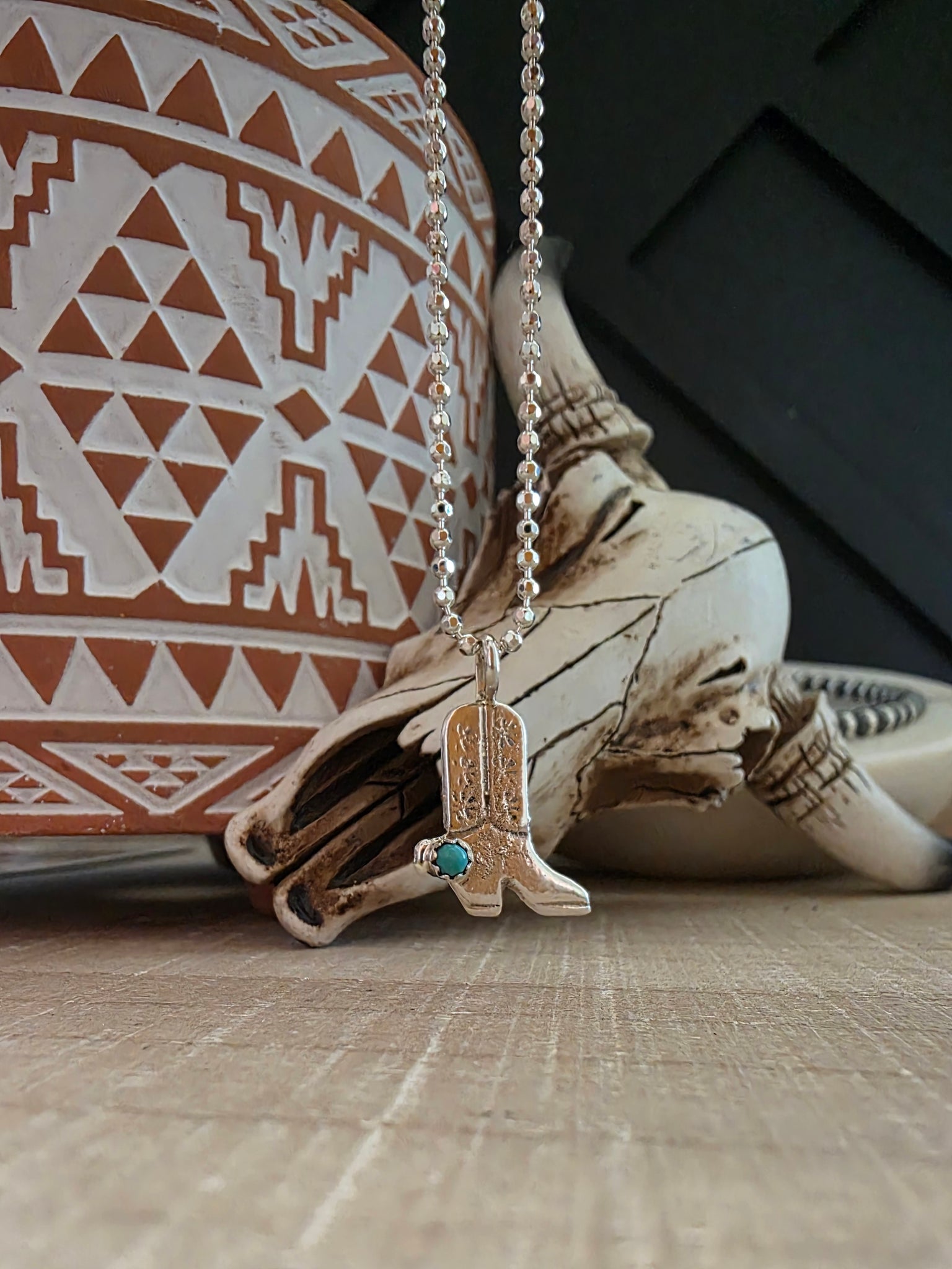 BRUCE CHEE TURQUOISE BOOT PENDANT