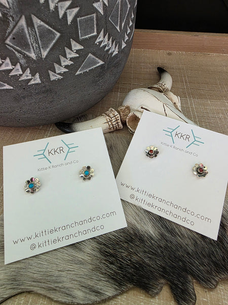 ADRIAN YAZZIE FLOWER EARRING STUDS