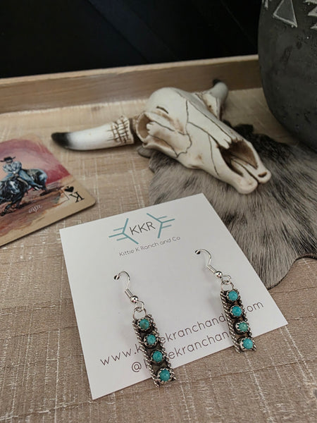 JANICE SPENCER TURQUOISE DANGLE EARRINGS