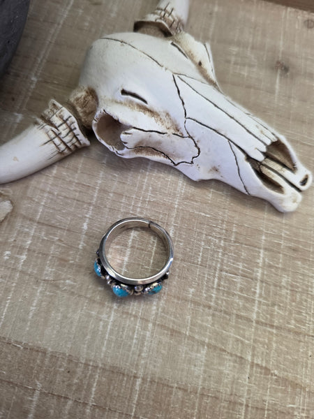 PAUL LARGO THREE TURQUOISE STONE RING
