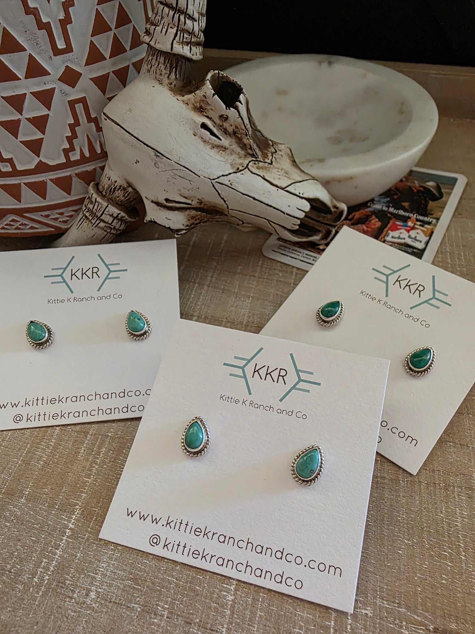 PEGGY SKEETS TURQUOISE TEARDROP STUDS