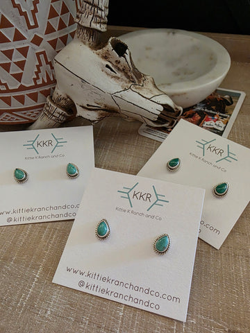 PEGGY SKEETS TURQUOISE TEARDROP STUDS