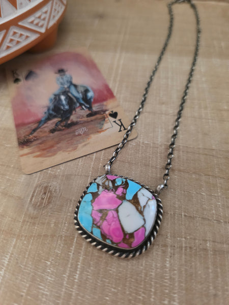 THE AUGUSTINE COTTON CANDY LARGE SQUARE BAR NECKLACE