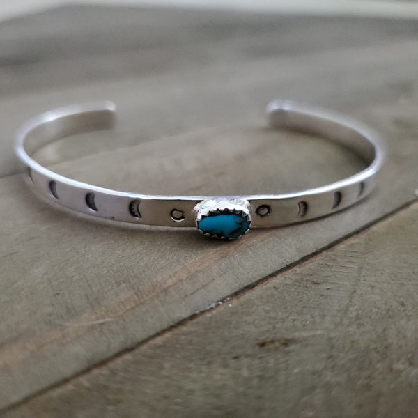 IDA MCCRAE SILVER STAMPED AND TURQUOISE BRACELET