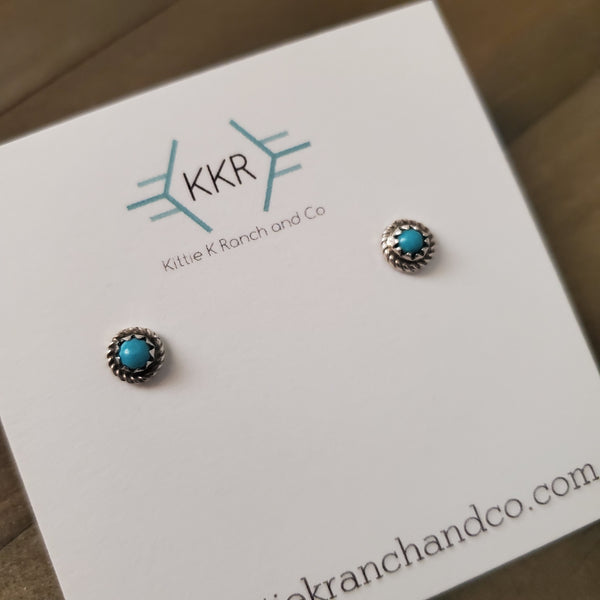 Ida McCrae Sterling Silver and Turquoise Stud Earrings