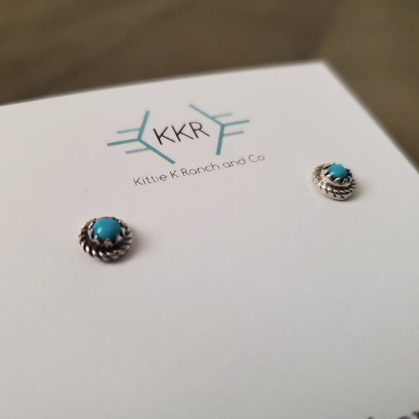 Ida McCrae Sterling Silver and Turquoise Stud Earrings