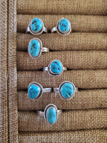 Elisha Skeets Sterling Silver and Kingman Turquoise Nugget Ring