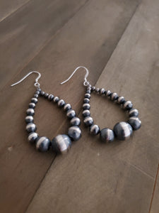 STERLING SILVER NAVAJO PEARL HOOP EARRINGS