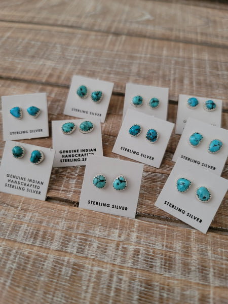 DOROTHY YAZZIE NUGGET TURQUOISE EARRINGS
