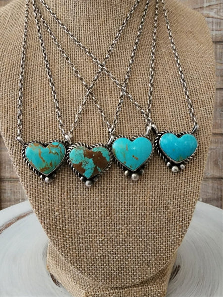 ELOUISE KEE NAVAJO KINGMAN TURQUOISE HEART NECKLACE