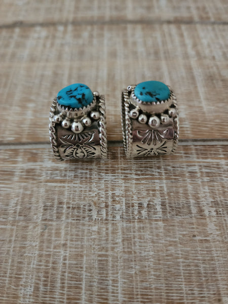 NELSON SILGADO JR WIDE BAND TURQUOISE RING
