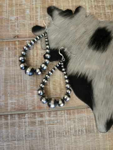 STERLING SILVER NAVAJO PEARL HOOP EARRINGS