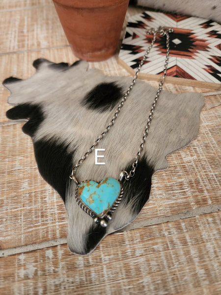 ELOUISE KEE NAVAJO KINGMAN TURQUOISE HEART NECKLACE