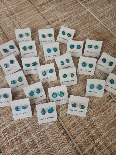 DOROTHY YAZZIE NUGGET TURQUOISE EARRINGS