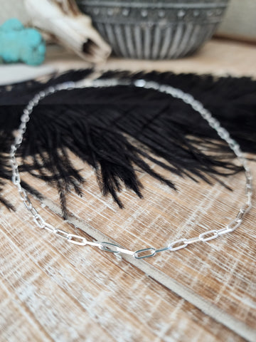LITTLE STERLING SILVER PAPER CLIP CHAIN
