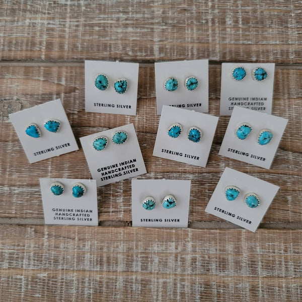 DOROTHY YAZZIE NUGGET TURQUOISE EARRINGS